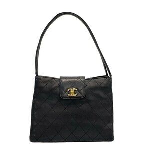 Auth CHANEL Wild Stitch - Black Leather Shoulder Bag